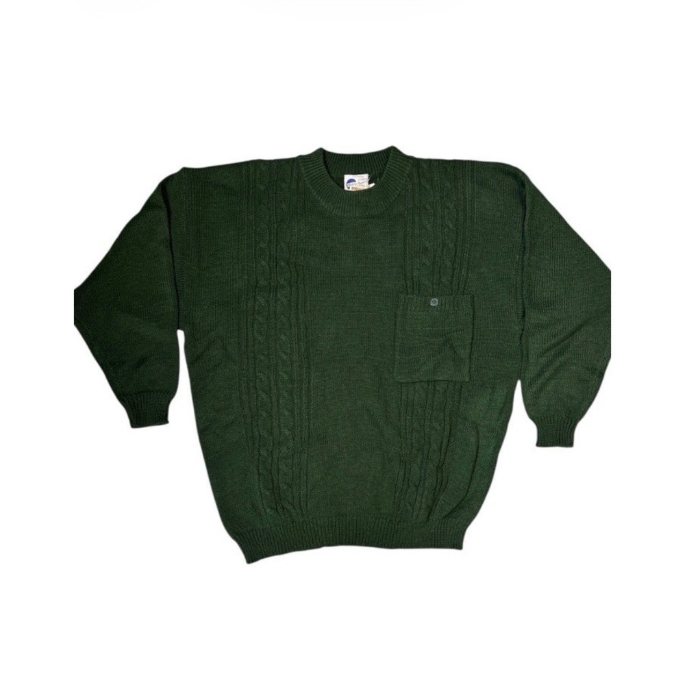 Vintage Extra Touch Sweater Womens 24W Green Cable Knit (e6)